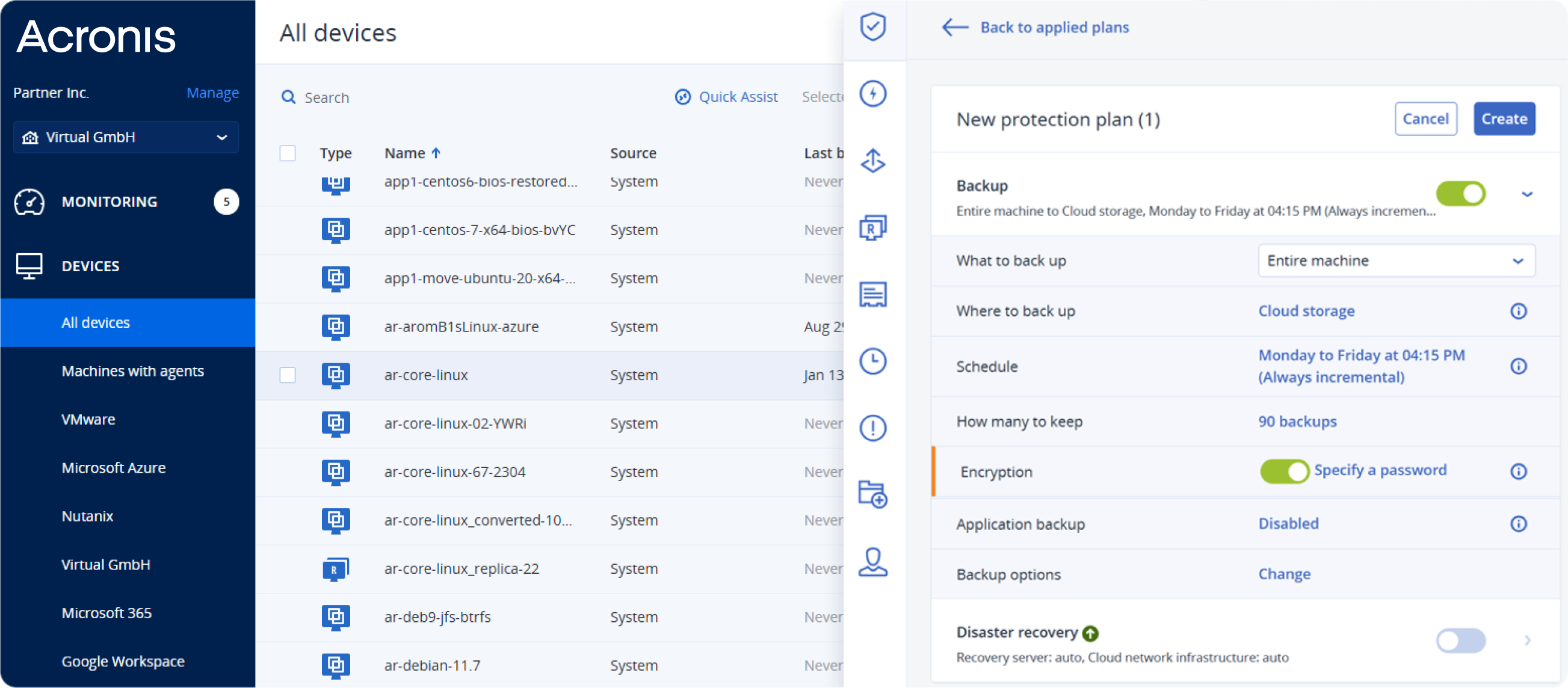 Acronis Dashboard